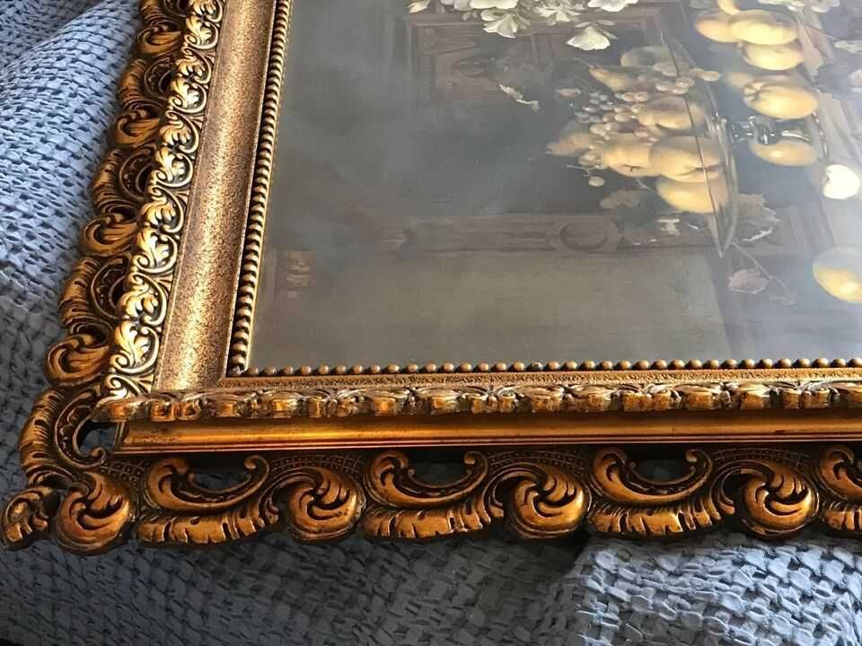 разкошна голяма позлатена рамка масивно дърво