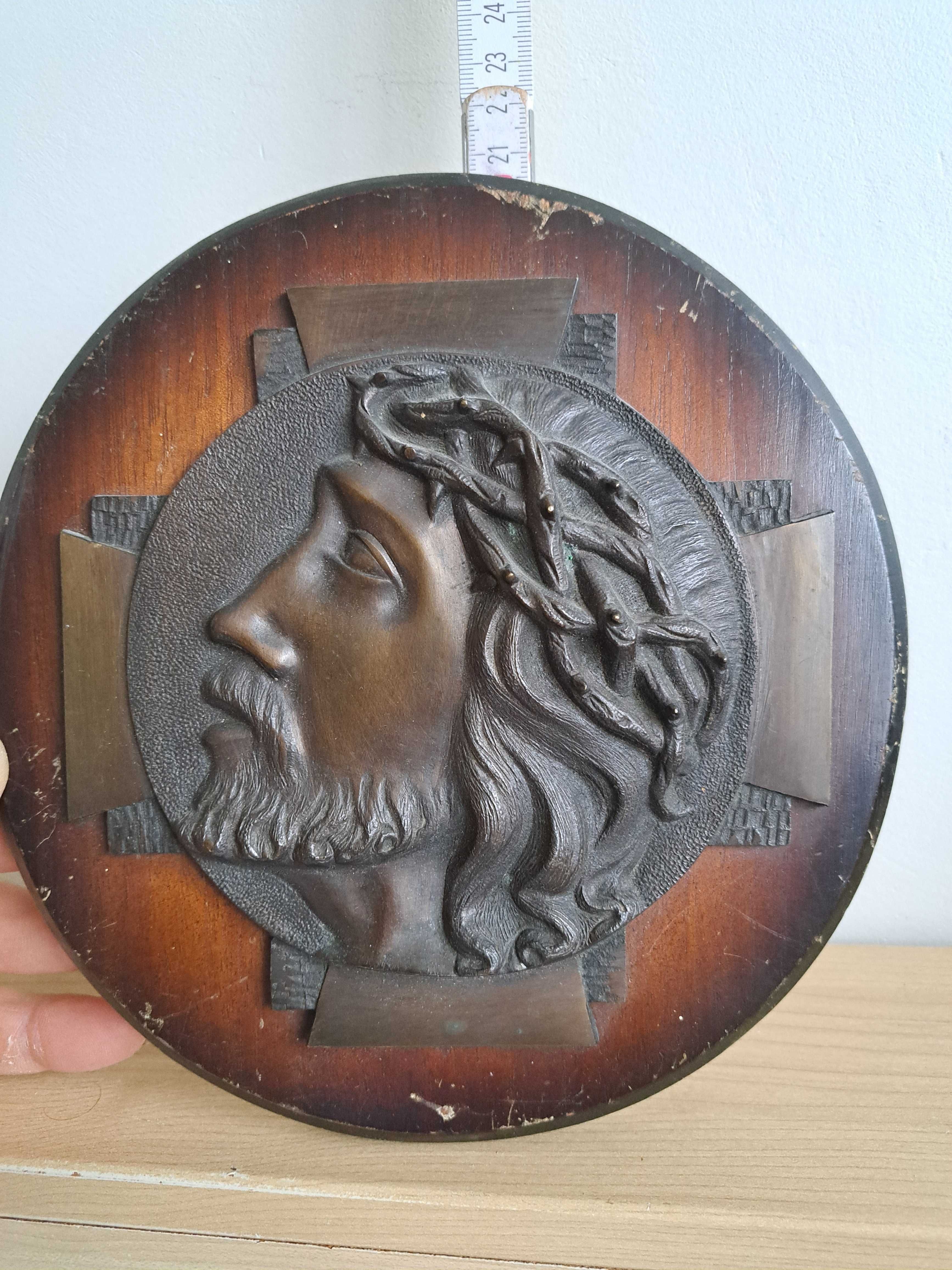 Icoană cu Isus Hristos vintange din bronz masiv
