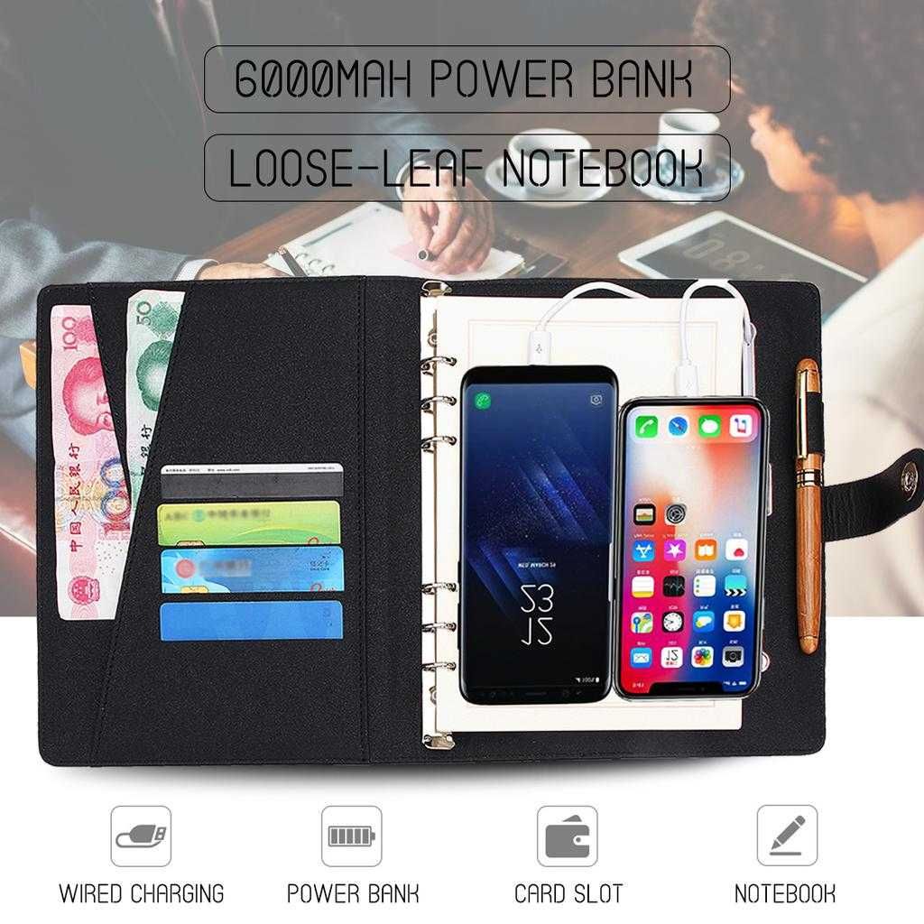 Многофункциональный блокнот Power Bank, 1000 мАч, USB-зарядка, дневник