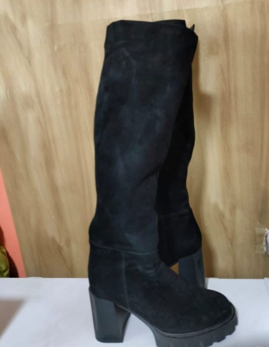 Замша сапоги зима