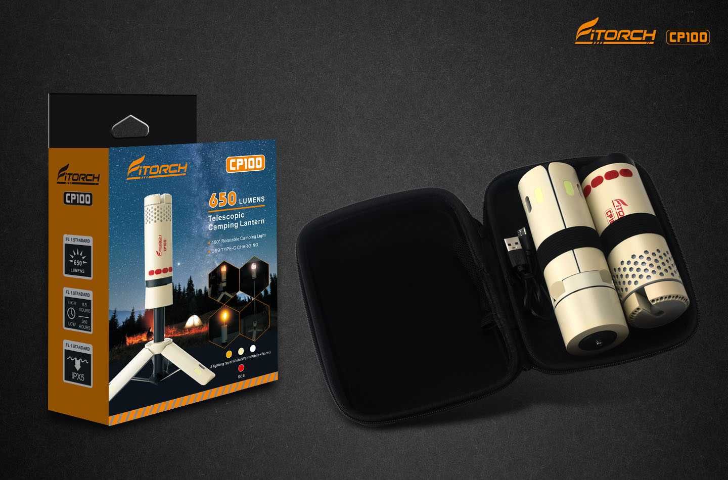 Lanternă Felinar de camping telescopic reîncărcabil Fitorch CP100