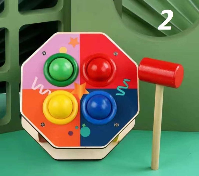 Ново 6 модела дървени масички с топки и чук за урдяне/ дървени играчки