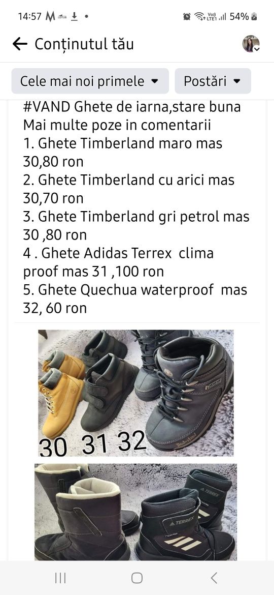 Ghete iarna timberland,adidas terrex,dechatlon 30,31 ,32