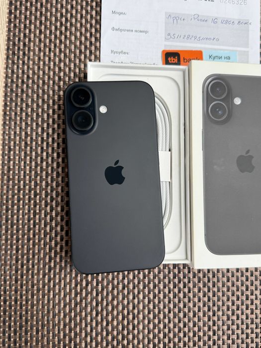 24М ГАР  iPhone 16 128Gb  Лизинг от 48лв/м 100% Батерия  Black