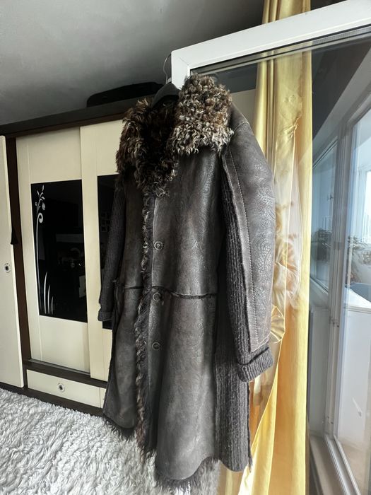 Haină bărbătească piele + blană naturală 1ª Classe, impecabilă