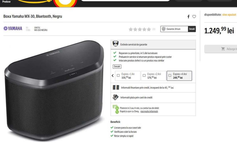 Boxa wireless Yamaha WX-030 Wi-fi, Bluetooth, MusicCast