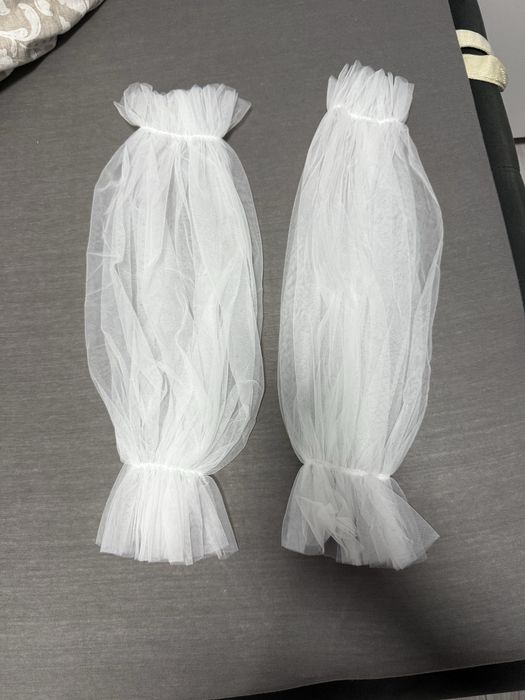 Maneci din voal pentru rochie de mireasa, Noic culoare alb laptos,