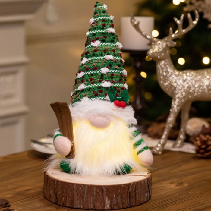 Светеща коледна играчка елф  30 см– Декорация с LED осветление и плете