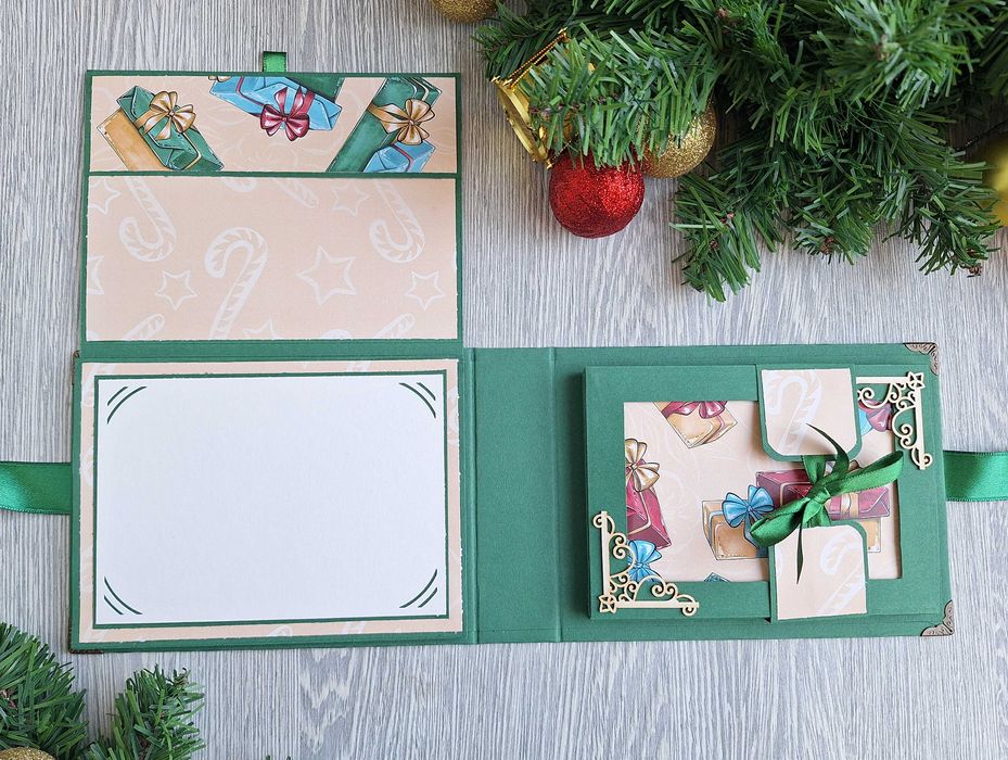 Мини скрапбук албум с коледни мотиви, ръчна изработка /57.14