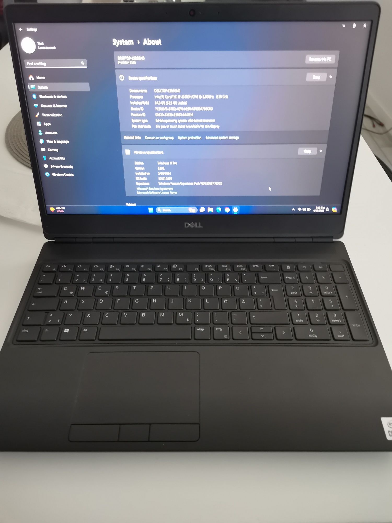 Laptop Dell Precision 7550 I7 +Doc WD19DC