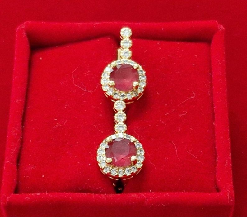 GP102,cercei placati cuar 18k,incuietoare sigura,zirconii rosii/albe