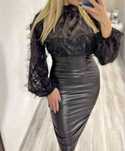 Rochie neagra imitație piele