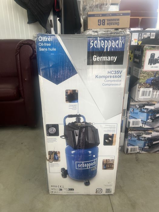 Компресор за въздух безмаслен 10 бара 24л -чисто нов Scheppach HC24V