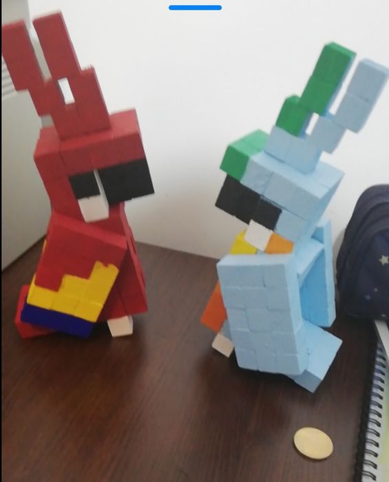 Papagal și axolotle din lemn minecraft