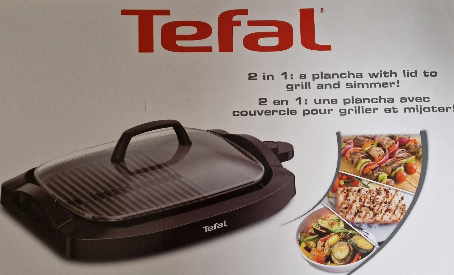 Gratar electric Tefal 2 în 1 cu capac sticla