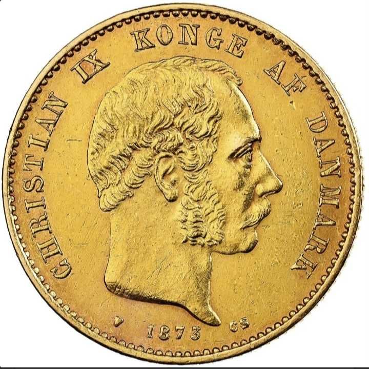 Златна монета Дания 20 крони 1873 г МНОГО РЯДКА !