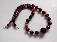 colier agate sardonyx,agate maron,elegant,clasic,perle graduale