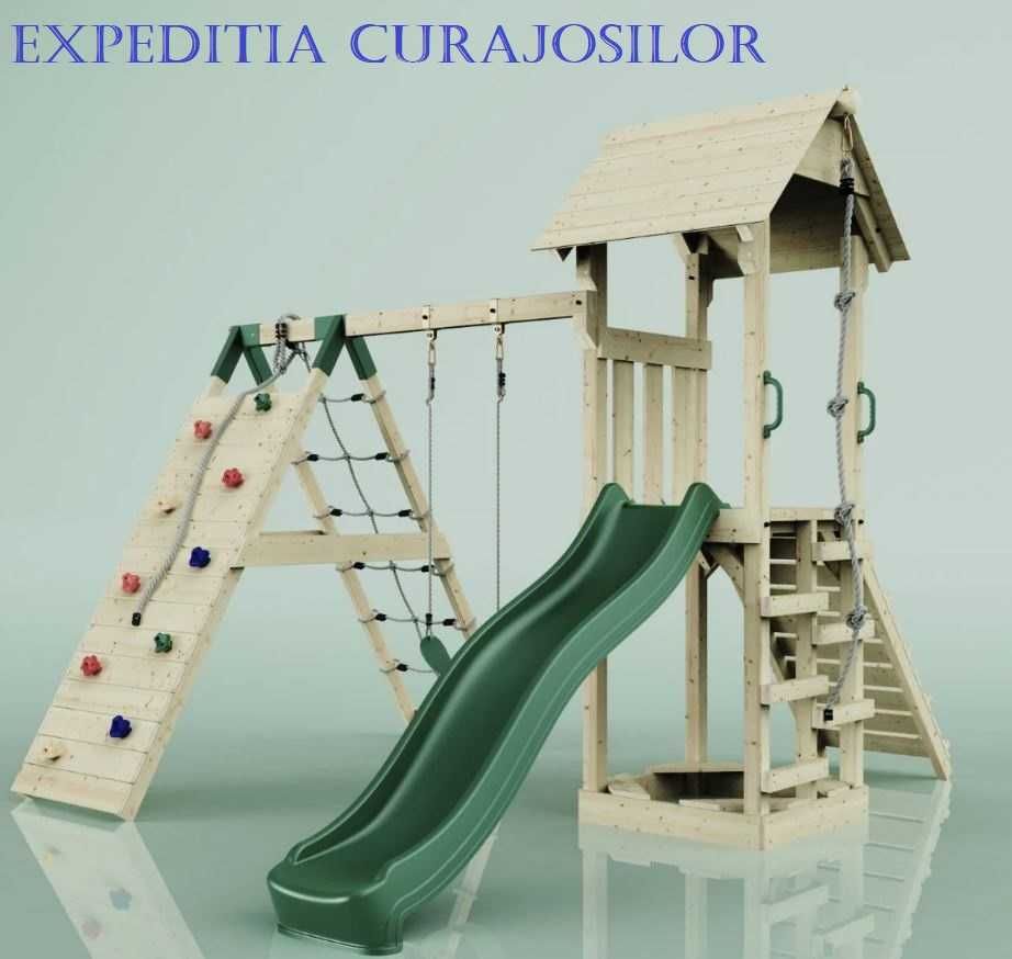 Ansamblu loc de joaca copii cu tobogan- transport si montaj inclussi