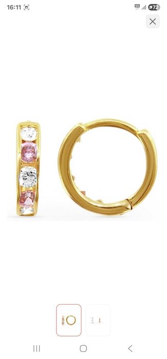 Серьги золото, рубины, фианиты. Италия