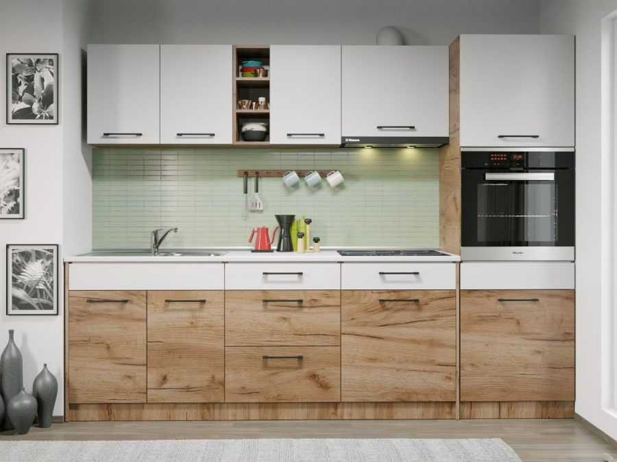 Set Mobila Bucatarie Gastro 260 Alb/Stejar – C24