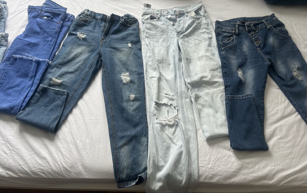 Лот Дънки скъсани, mom fit, различни