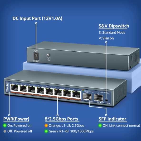 Switch Ethernet negestionat cu 10 porturi 2.5G