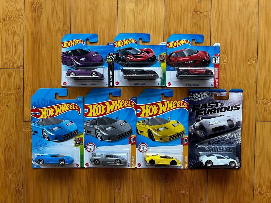 Hot Wheels Bugatti 94 EB110SS; Bolide; Veyron; Chiron