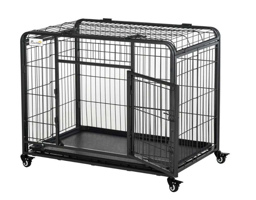 PawHut Kennel pentru Caini Pliabil
Usa cu Blocare 4 Roti