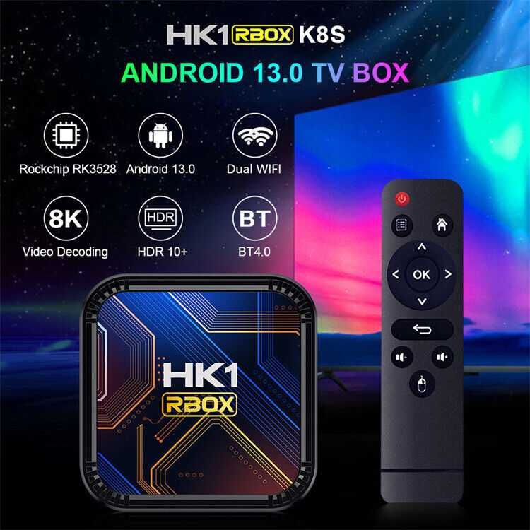 Тв Бокс HK1 RBOX K8S Андроид 13 TV BOX RK3528 2.4G 5G WIFI BT5.0 8K