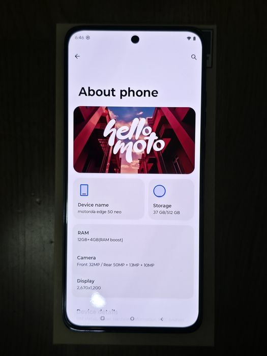 Motorola Edge 50 Neo, Dual SIM, 512GB, 12GB RAM, 5G, Pantone Grisaille