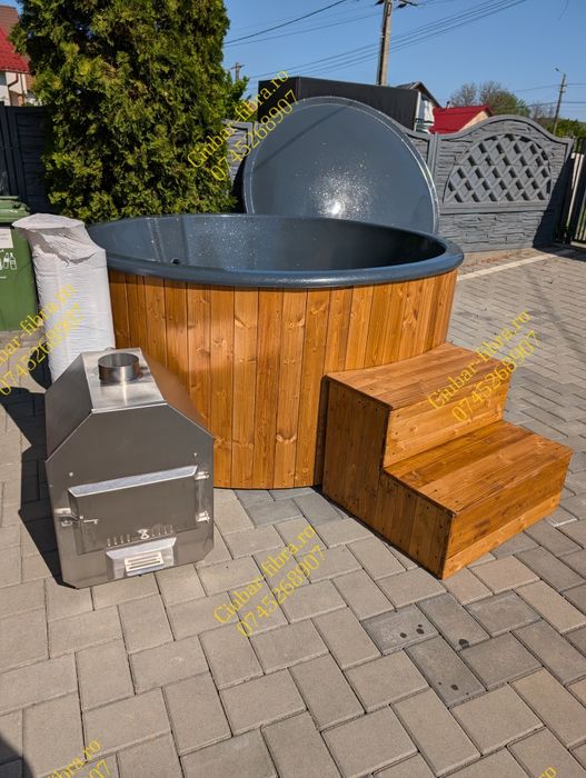 Ciubar din fibra cu jacuzzi si soba exterioara