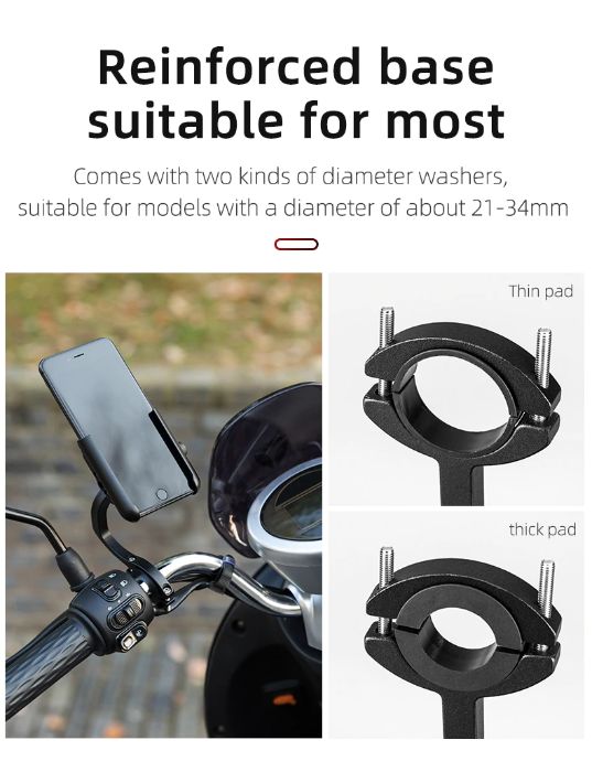 Suport aluminiu telefon Rockbros tija lunga 6 puncte bicicleta trotine