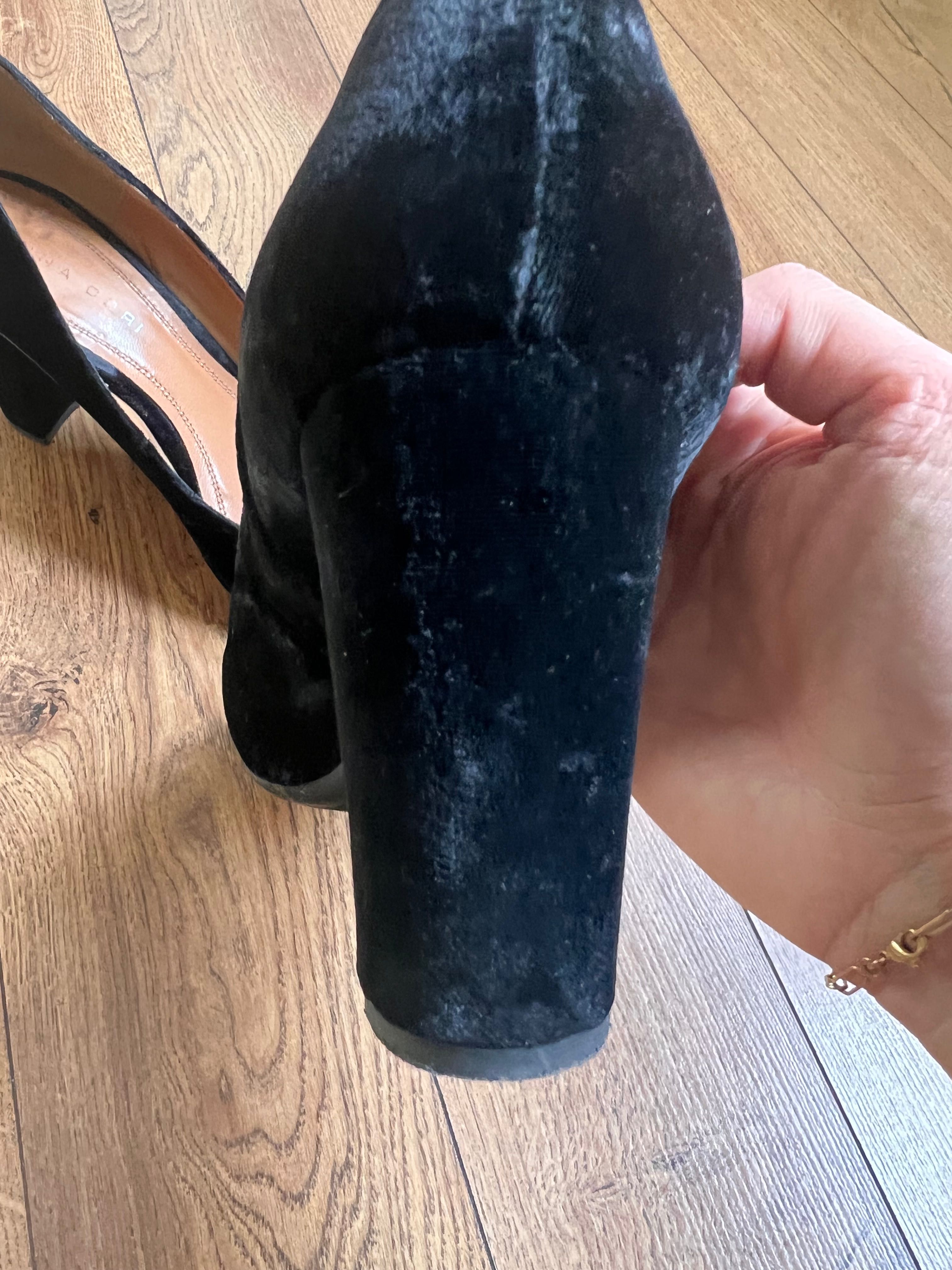Pantofi catifea neagra Anna Cori