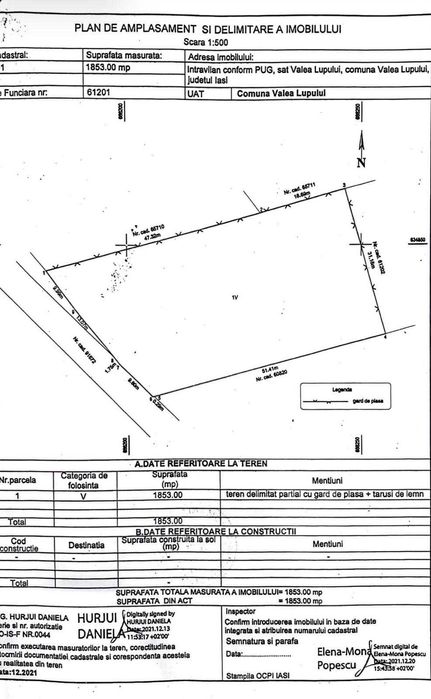 Teren de 1853 m² de închiriat în Valea Lupului, Strada Rubinului