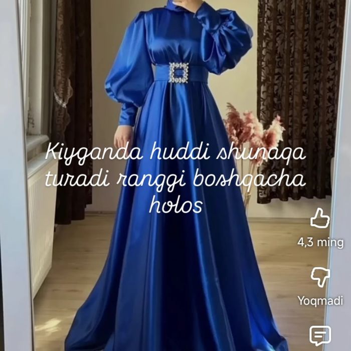Yangi kiyilmagan sotaman vechirniy koʻylak belida belbogʻi bor