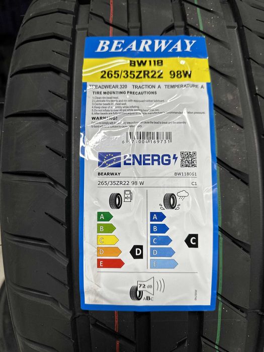 Нови Летни Гуми BEARWAY BW118 265/35R22 98W Нов DOT