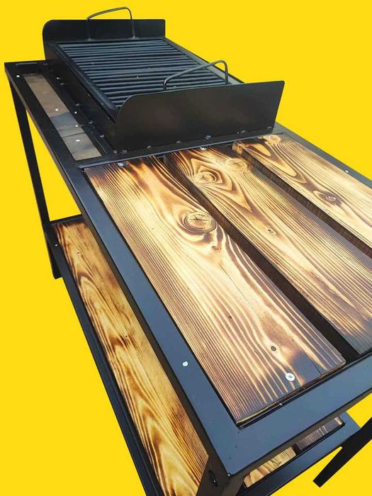 Gratar pe lemne BGLFIER, metalic, 120x60cm, negru mat