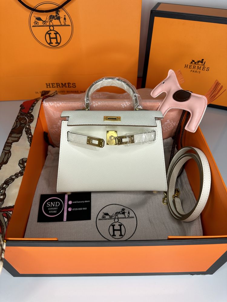 Geanta de lux HERMES Kelly mini 19 20 cm piele naturala 100% cadou