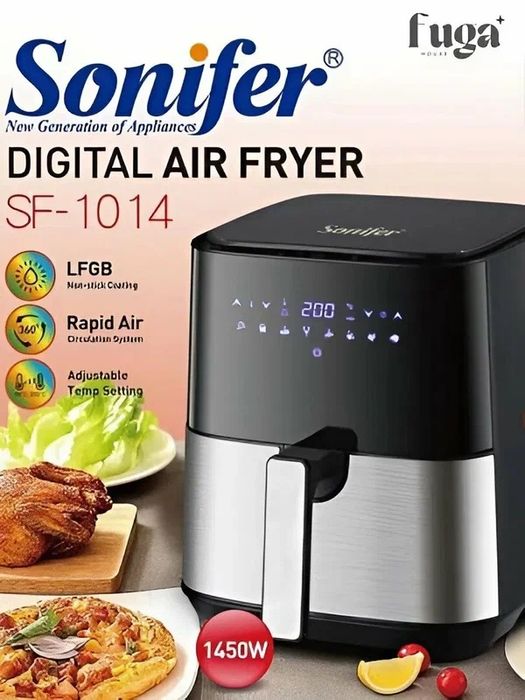 Аэрогриль Sonifer SF-1014 5 л — фритюрница без масла, 8 программ