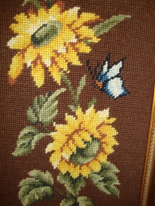 ARTA HAND MADE! Minunat goblen, motive florale,lucrat manual.