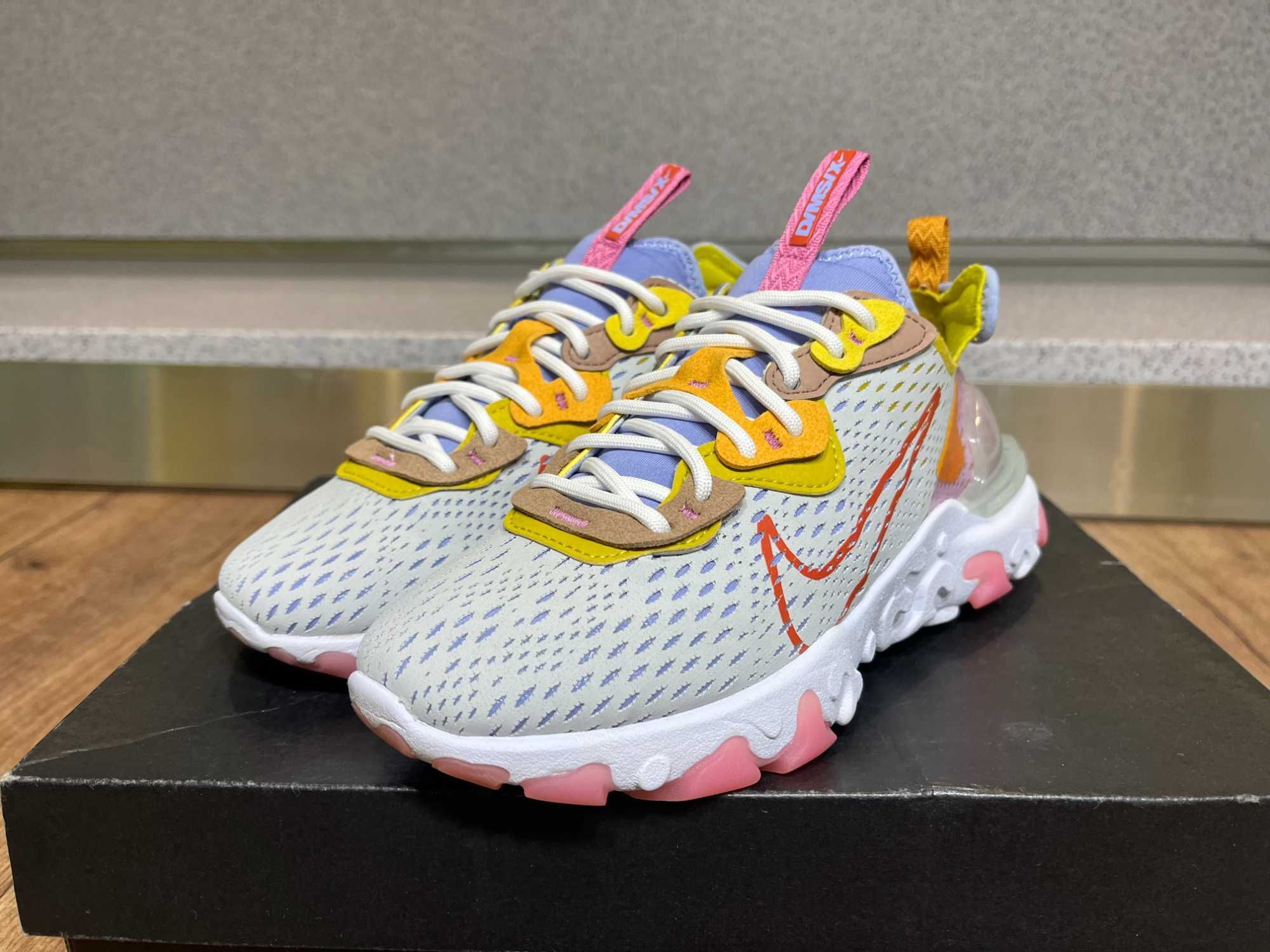 ОРИГИНАЛНИ *** Nike React Vision Pure Platinum / Grey / Pink / Yellow