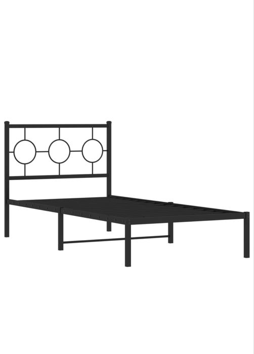 Pat metalic cu tablie, negru, 90x200 cm, nu trimit