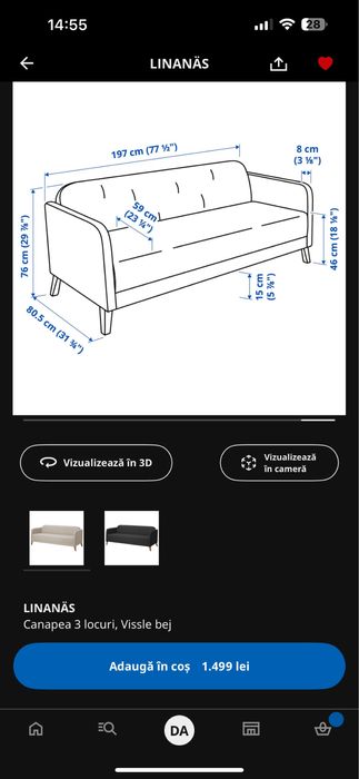 Canapea 3 locuri ikea