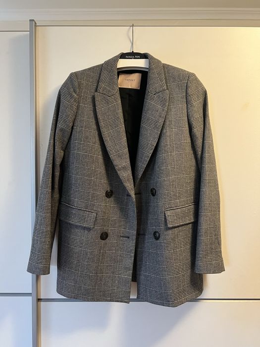 Twinset блейзър сив с нишки ламе