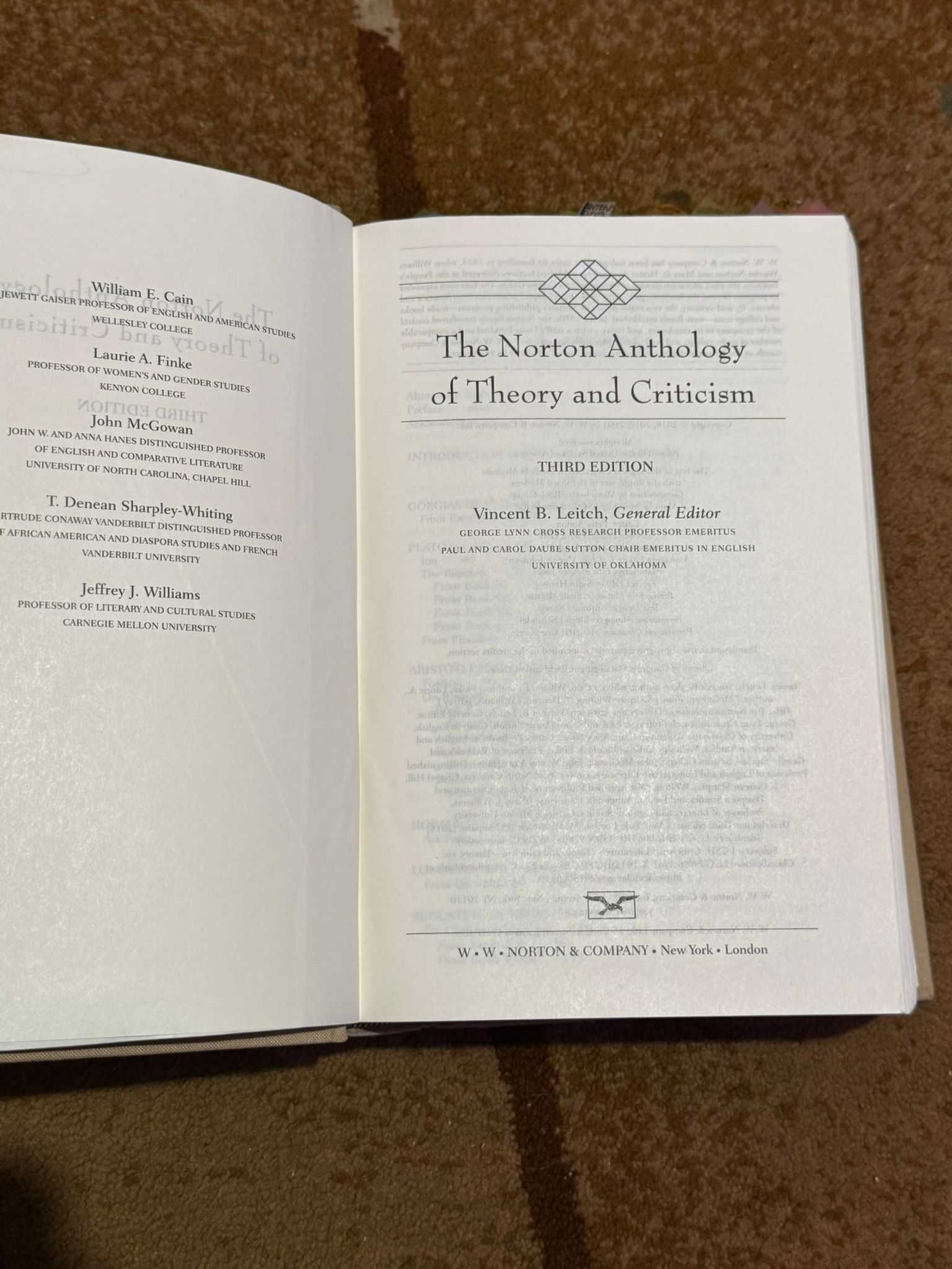 The Norton Anthology of Theory & Criticism 3rd ed.