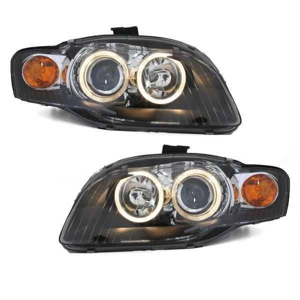 Фарове Ауди А4 Б7 Нови Angle eyes Рингове Audi A4 B7 Черни тъмни