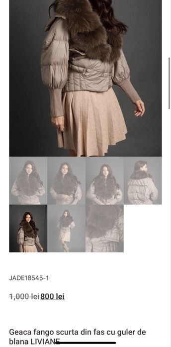 Geaca blana naturala 100%, umplutura din puf