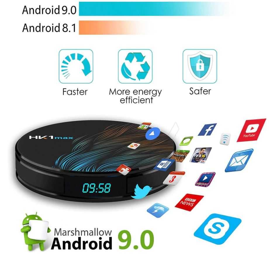 Smart TV Box, Mini Pc cu WiFi - Quad Core - Android 9.0, 4K, 2.4 GHz