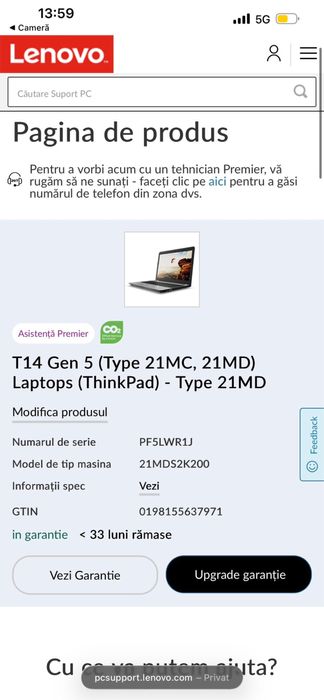Laptop Lenovo ThinkPad T14 Gen 5 SSD 2025 ~ NOU ~