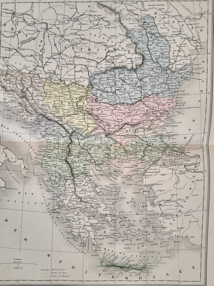Harta a Romaniei si Balcanilor, tiparitura deluxe din 1884